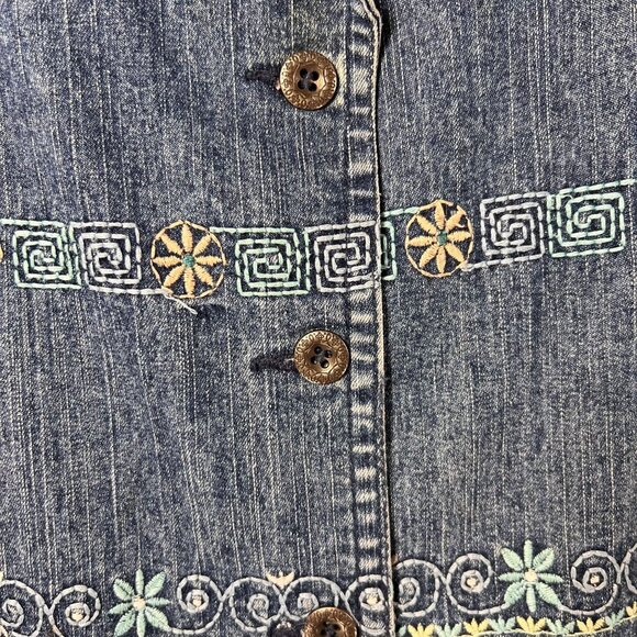 Alfred Dunner Womens Embroidered Denim Vest Size 12 Button Front Sleeveless - Picture 5 of 13